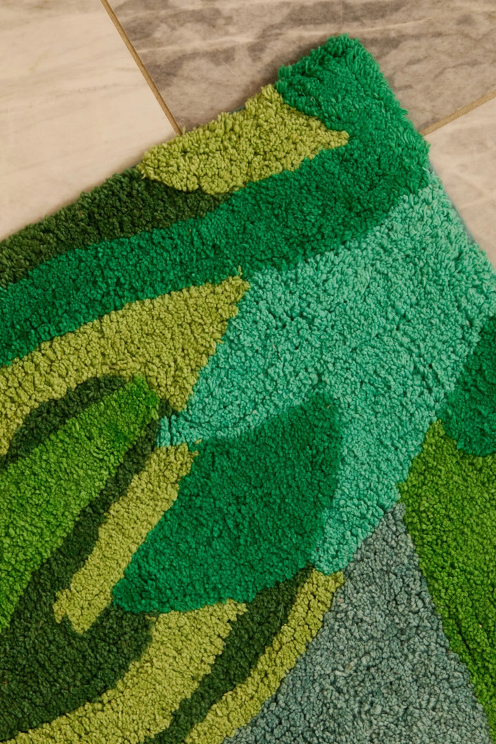 Dutch Floral Green Long Bath Mat