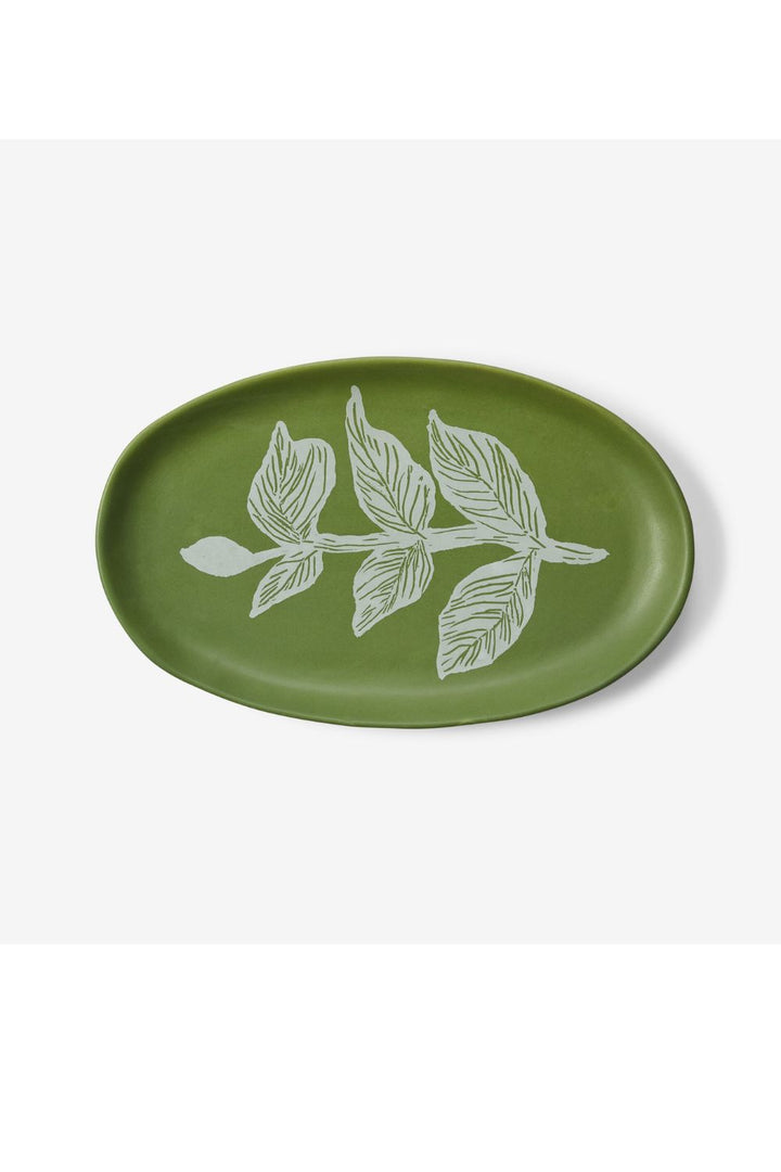 Vines Green Oval Plate