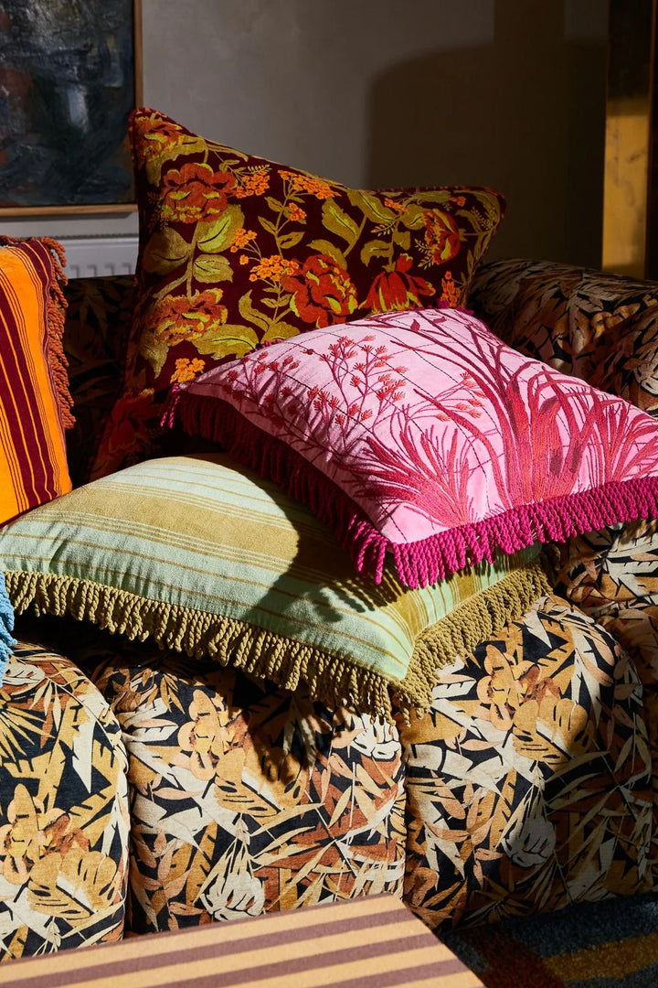 Adelyn Embroidered Cushion - Cosmo Pink