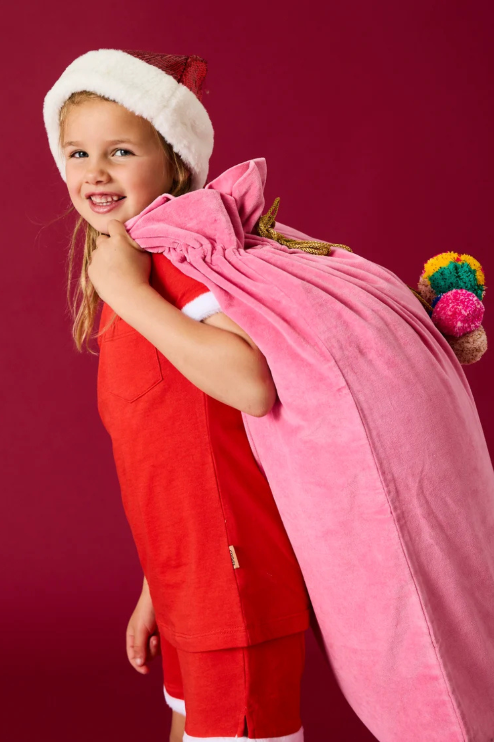 Pinky Velvet Santa Sack