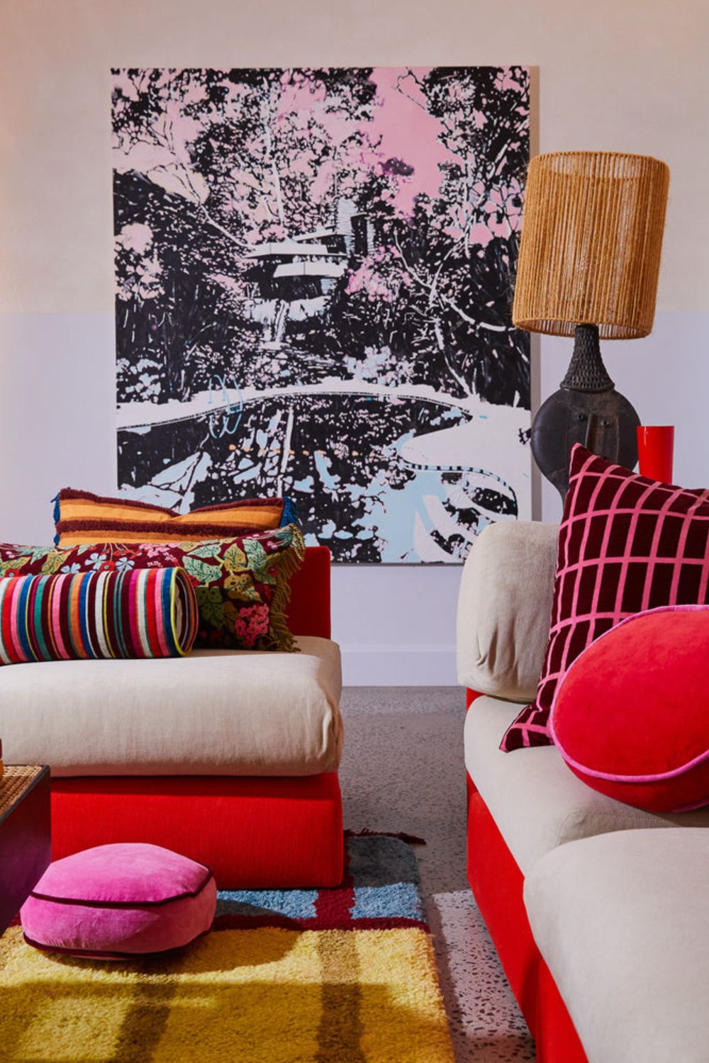 Castilo Round Velvet Cushion - Fuchsia