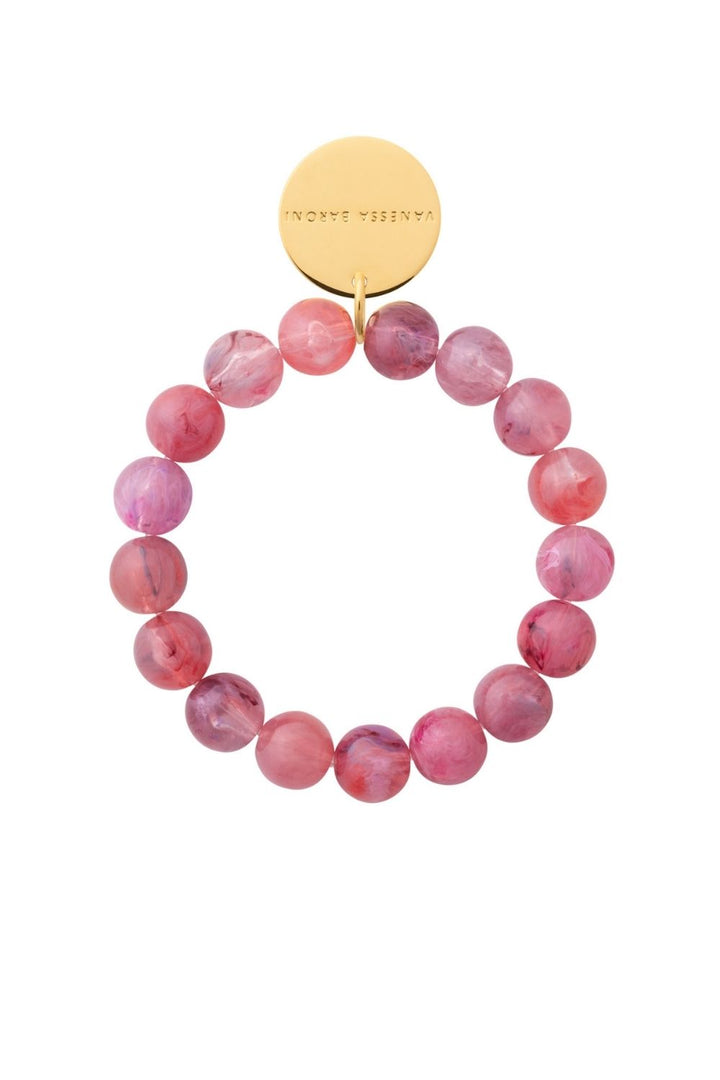 Mini Beads Flex Bracelet Crystal Pink Marble