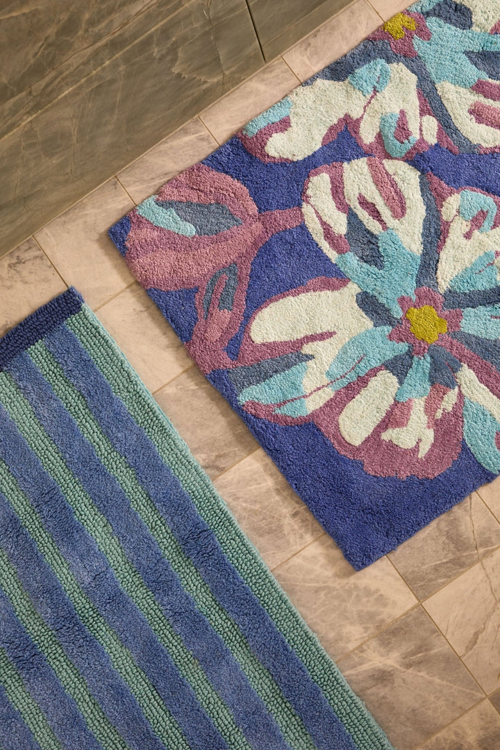 Dutch Floral Blue Bath Mat
