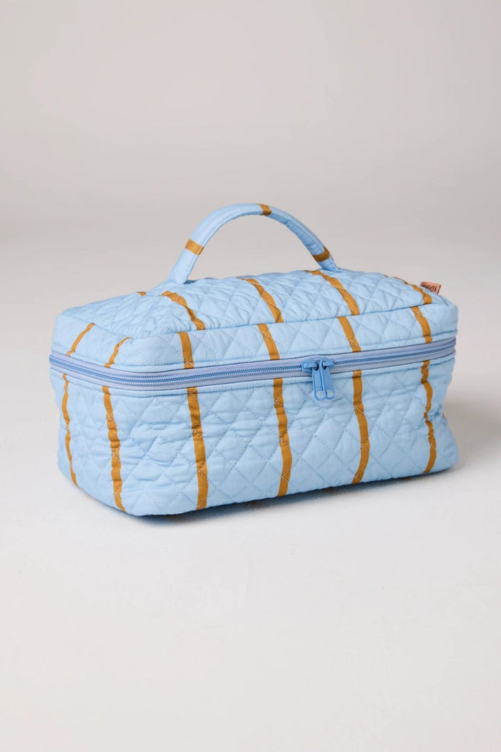COMO STRIPE QUILTED COTTON TOILETRY CASE