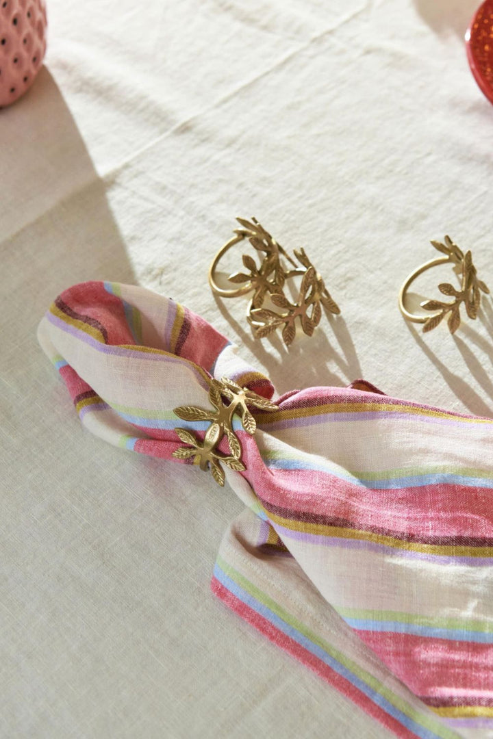 Rose Water Stripe Linen 4P Napkin Set One Size