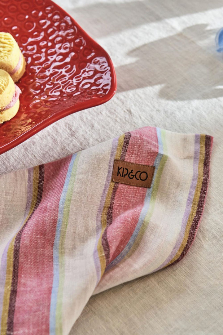 Rose Water Stripe Linen 4P Napkin Set One Size