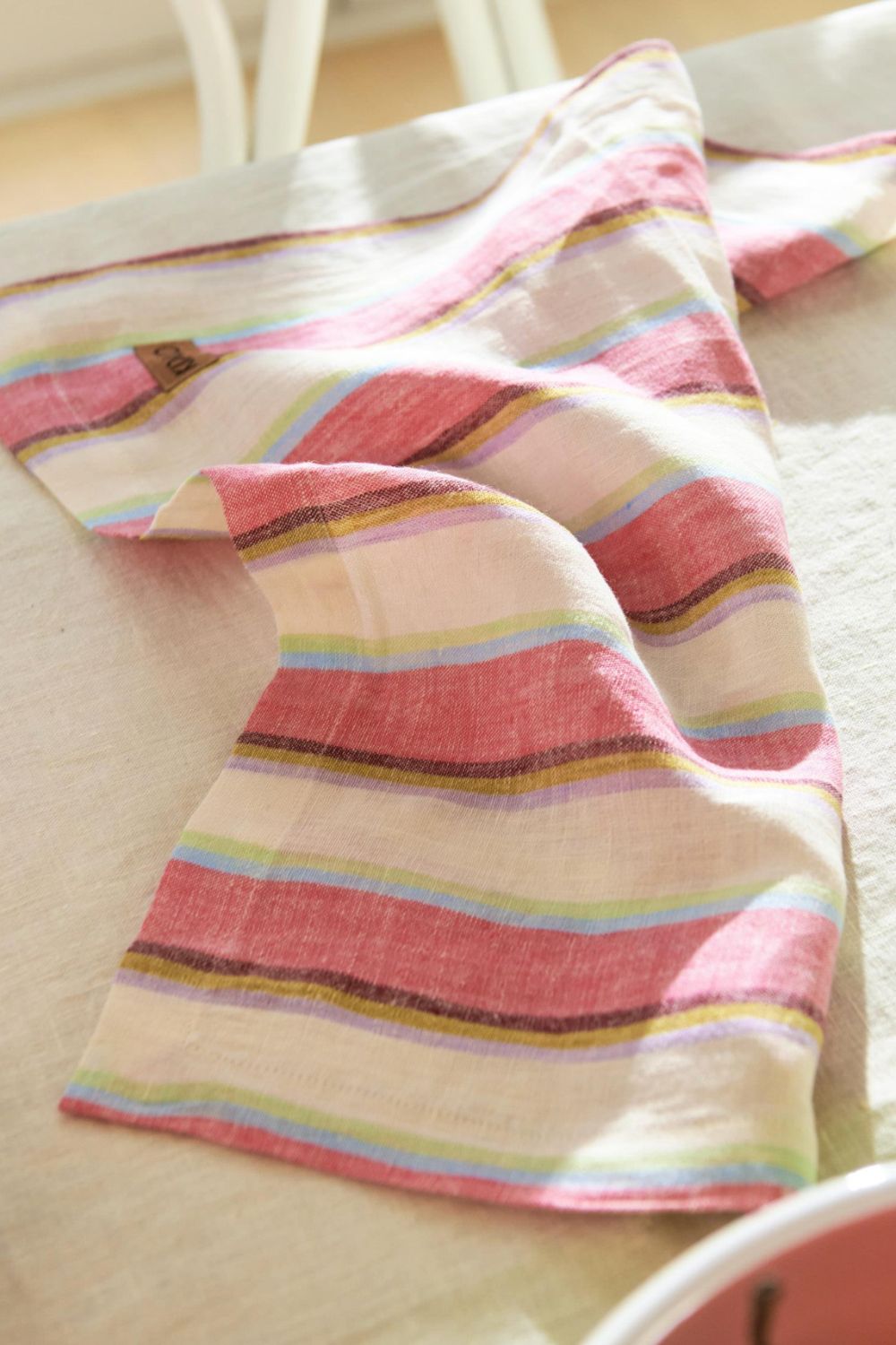 Rose Water Stripe Linen 4P Napkin Set One Size