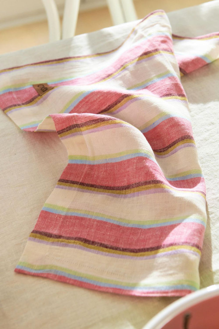 Rose Water Stripe Linen 4P Napkin Set One Size