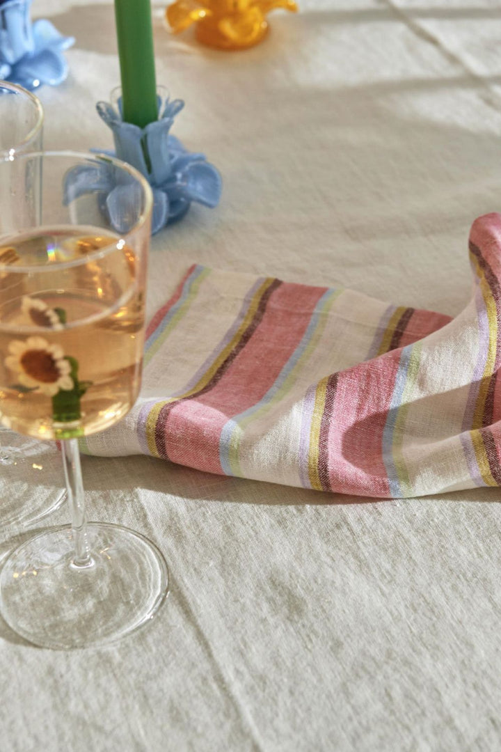 Rose Water Stripe Linen 4P Napkin Set One Size