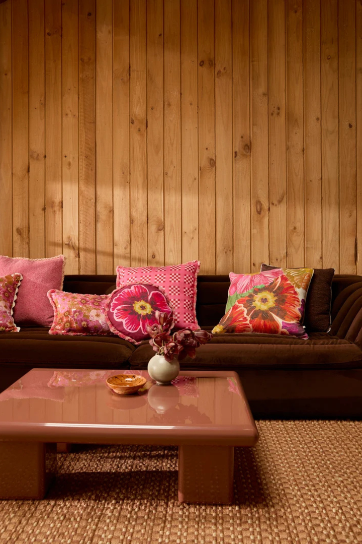 Floriana Pink Linen Cushion