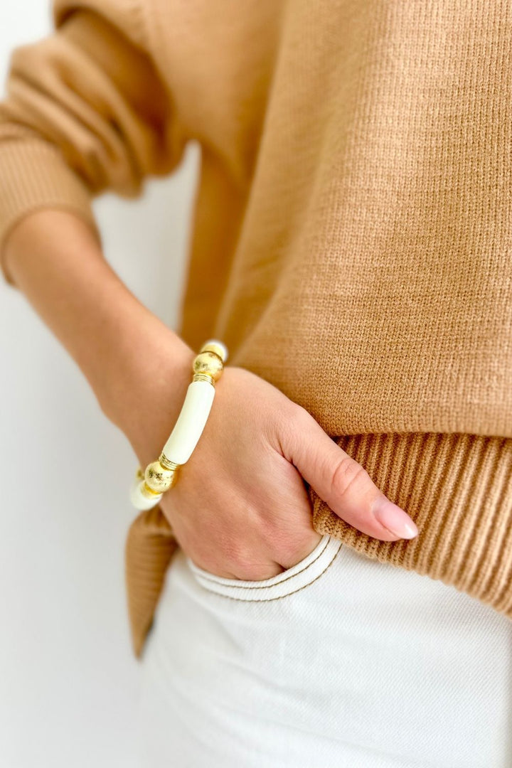 CHUNKY CREAM AND GOLD BRACELET