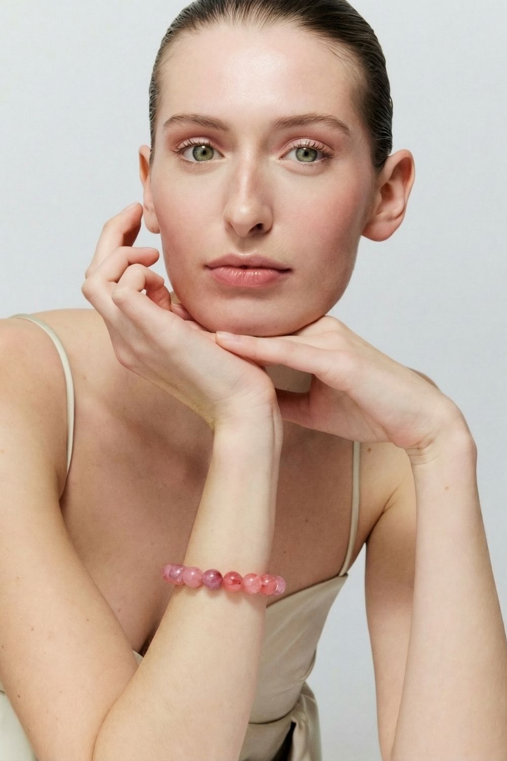 Mini Beads Flex Bracelet Crystal Pink Marble