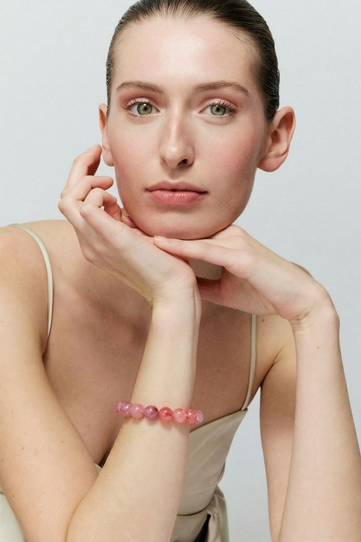 Mini Beads Flex Bracelet Crystal Pink Marble