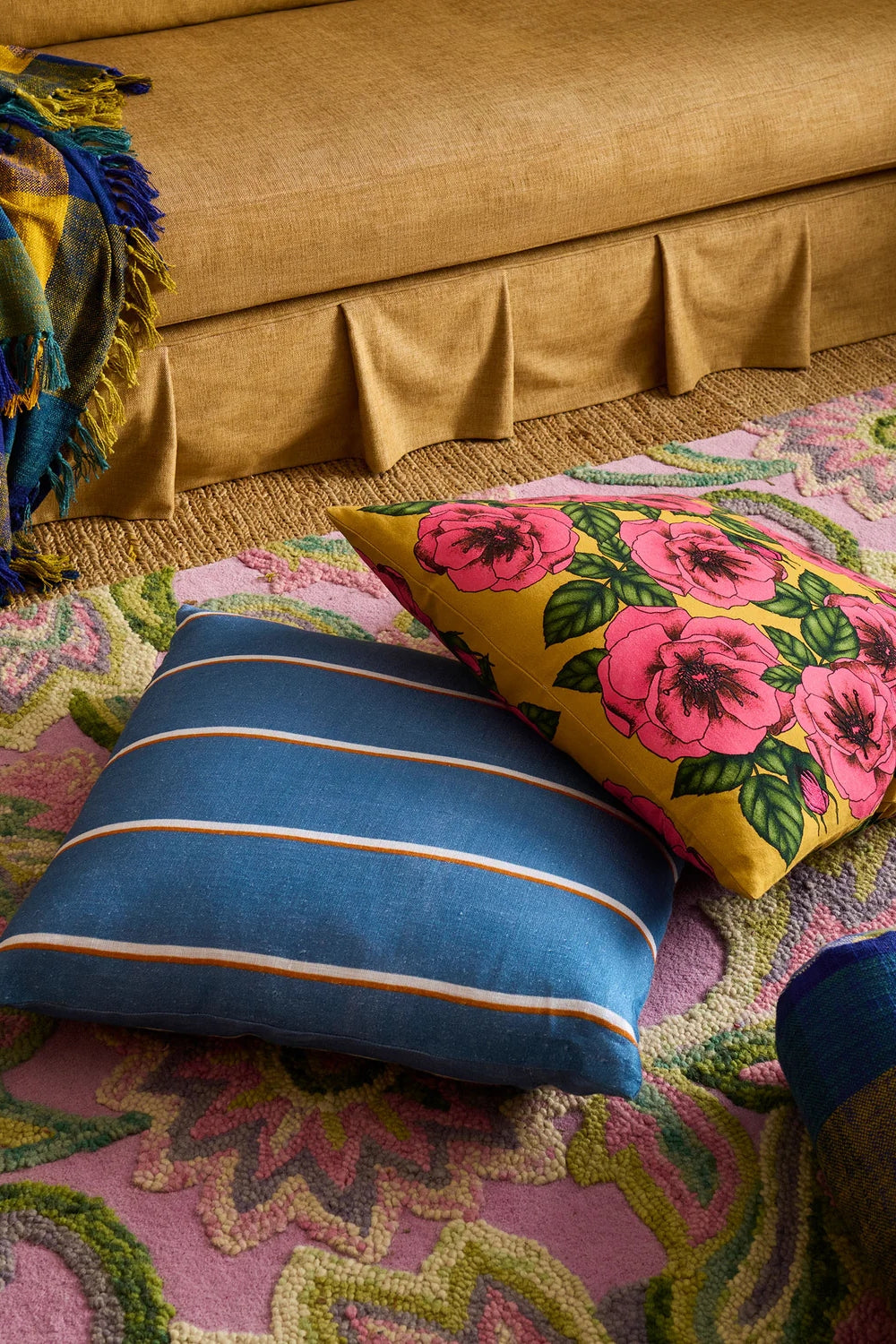 Blue Lagoon Stripe Upholstery Square Lounge Cushion