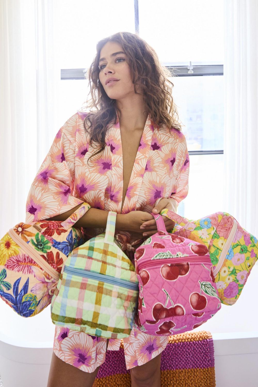 Cherry Blossom Quilted Cotton Toiletry Case One Size