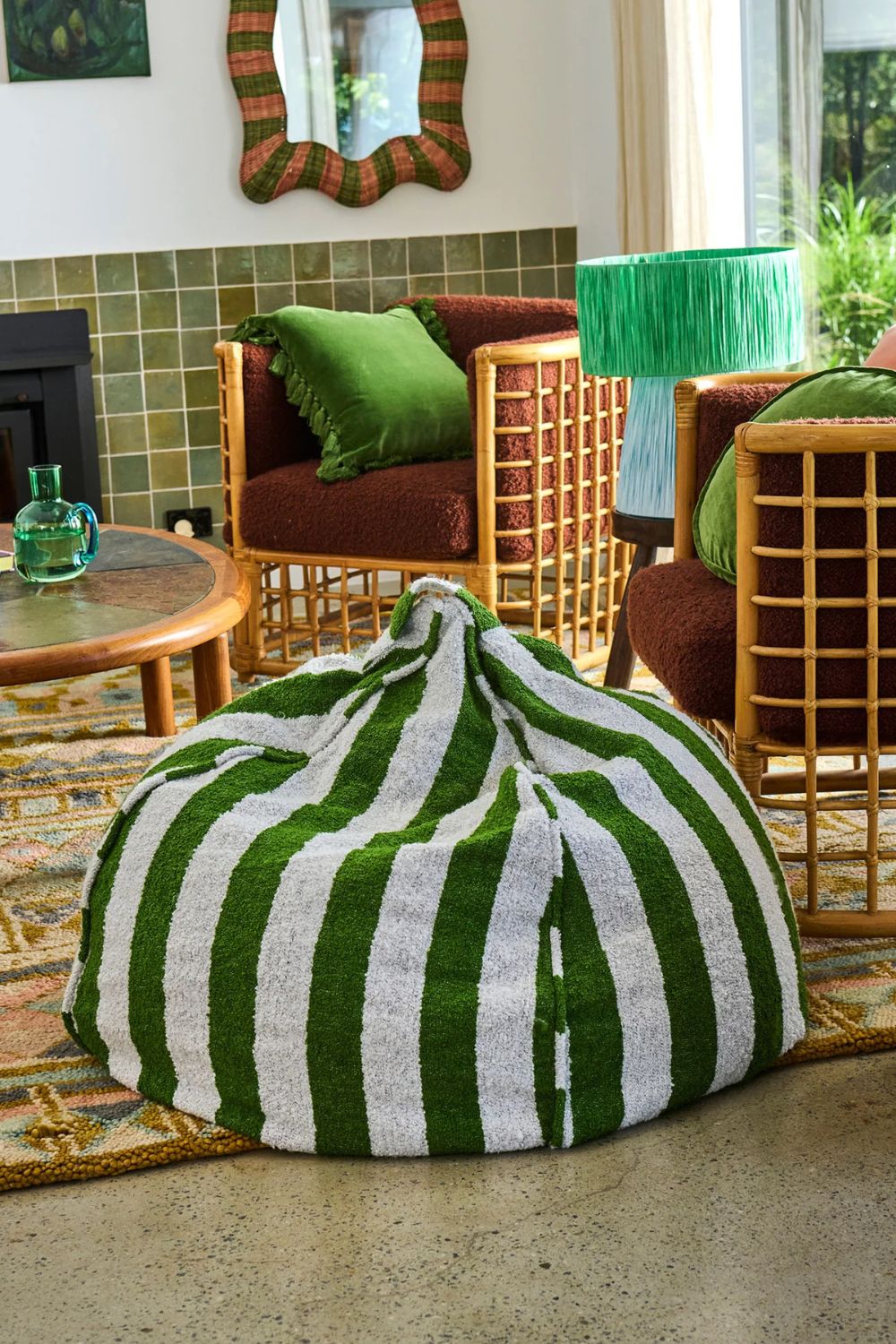 MOSS STRIPE BOUCLE BEANBAG