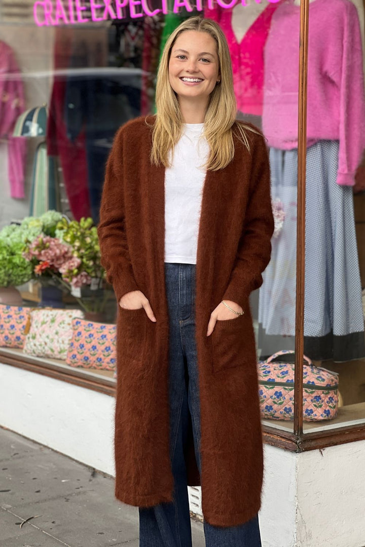 CHOCOLATE  LONG CARDIGAN