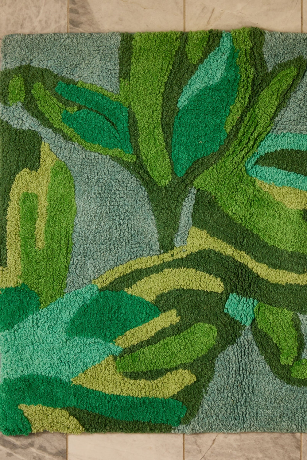 Dutch Floral Green Long Bath Mat