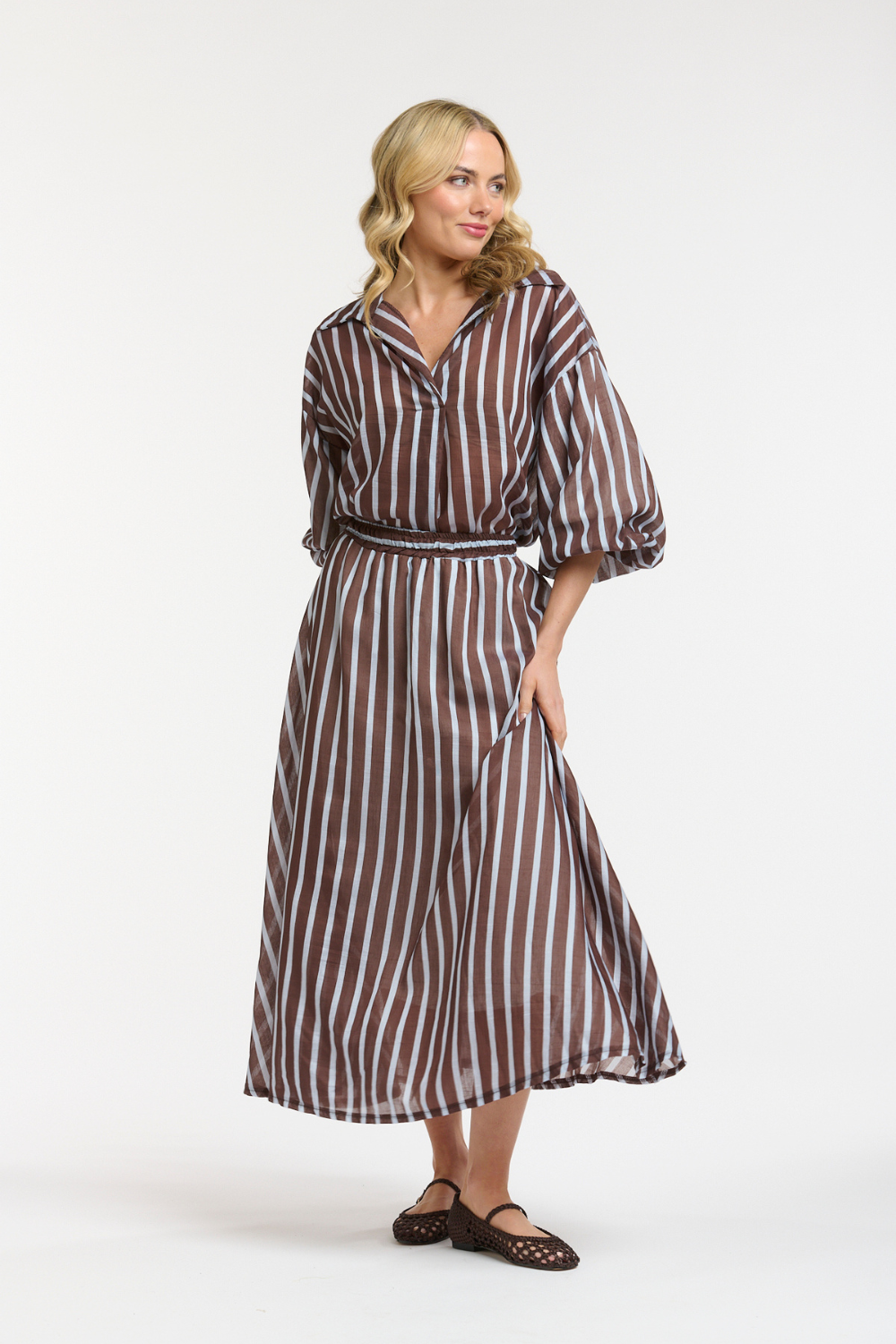 STRIPED SKIRT BLUE/CHOCOLATE