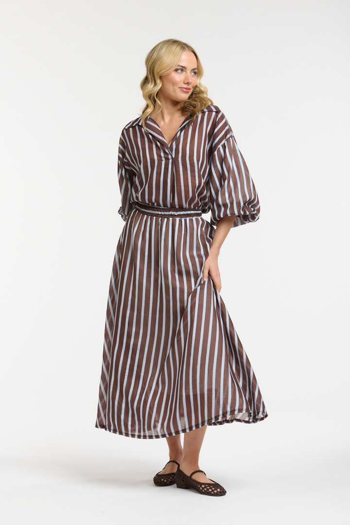 STRIPED SKIRT BLUE/CHOCOLATE