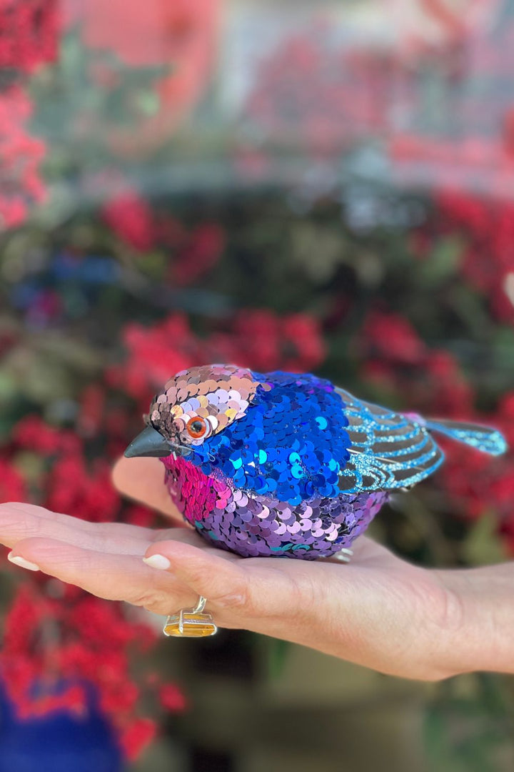 Jasper Clip on Sequin Bird Blue