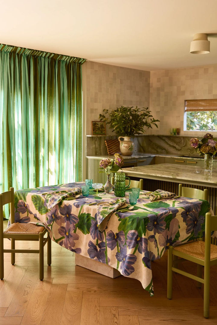 Lilas Blue Linen Tablecloth