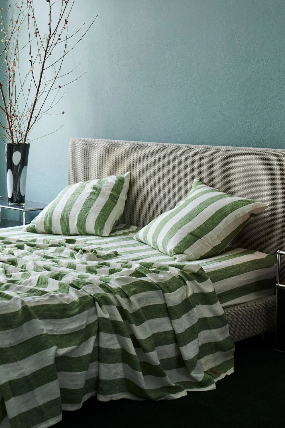MOSS STRIPE LINEN PILLOWCASES EURO 2P