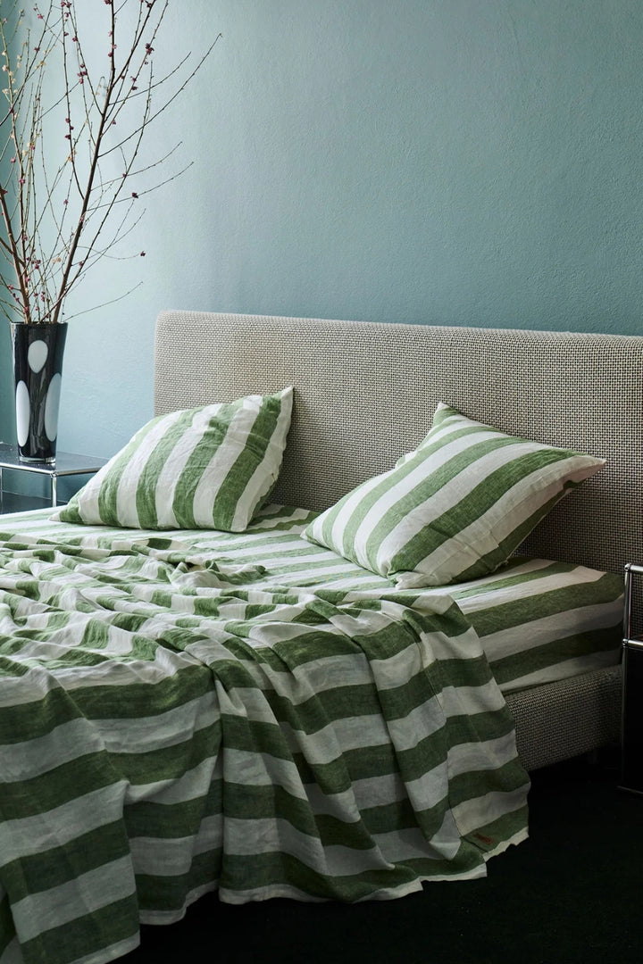 MOSS STRIPE LINEN PILLOWCASES EURO 2P