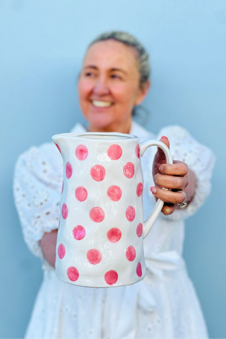 Ceramic Medium Jug Pink Spots