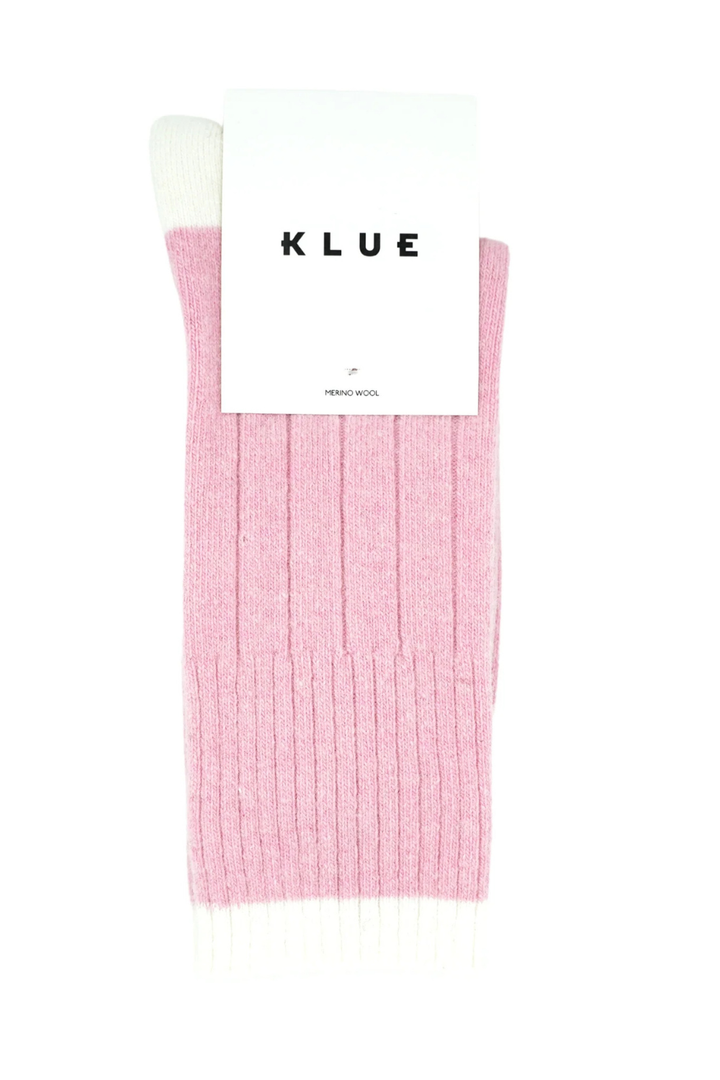 KLUE Merino Wool socks with Bands - Pink & White