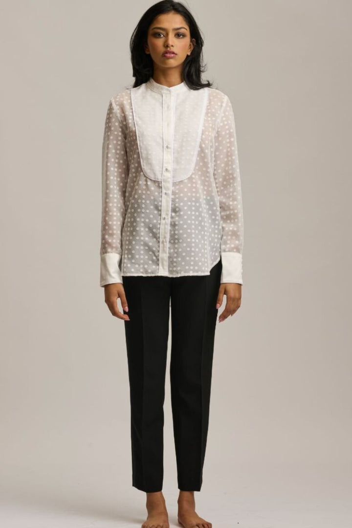 The Elle Dinner Shirt Dot - White