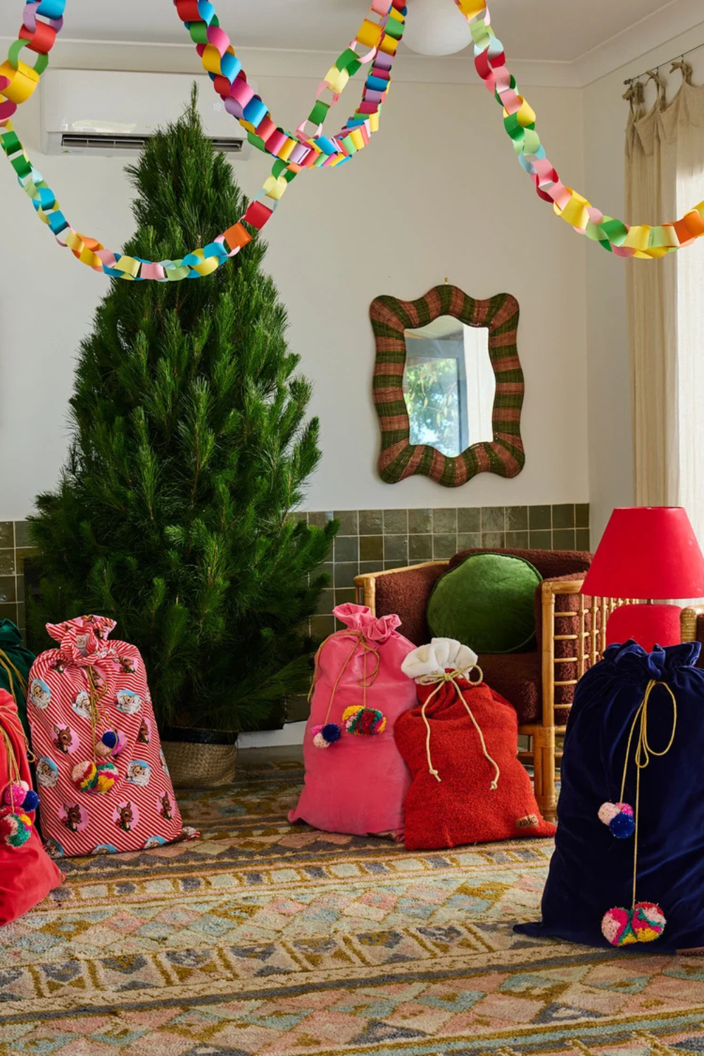 Red Boucle Santa Sack