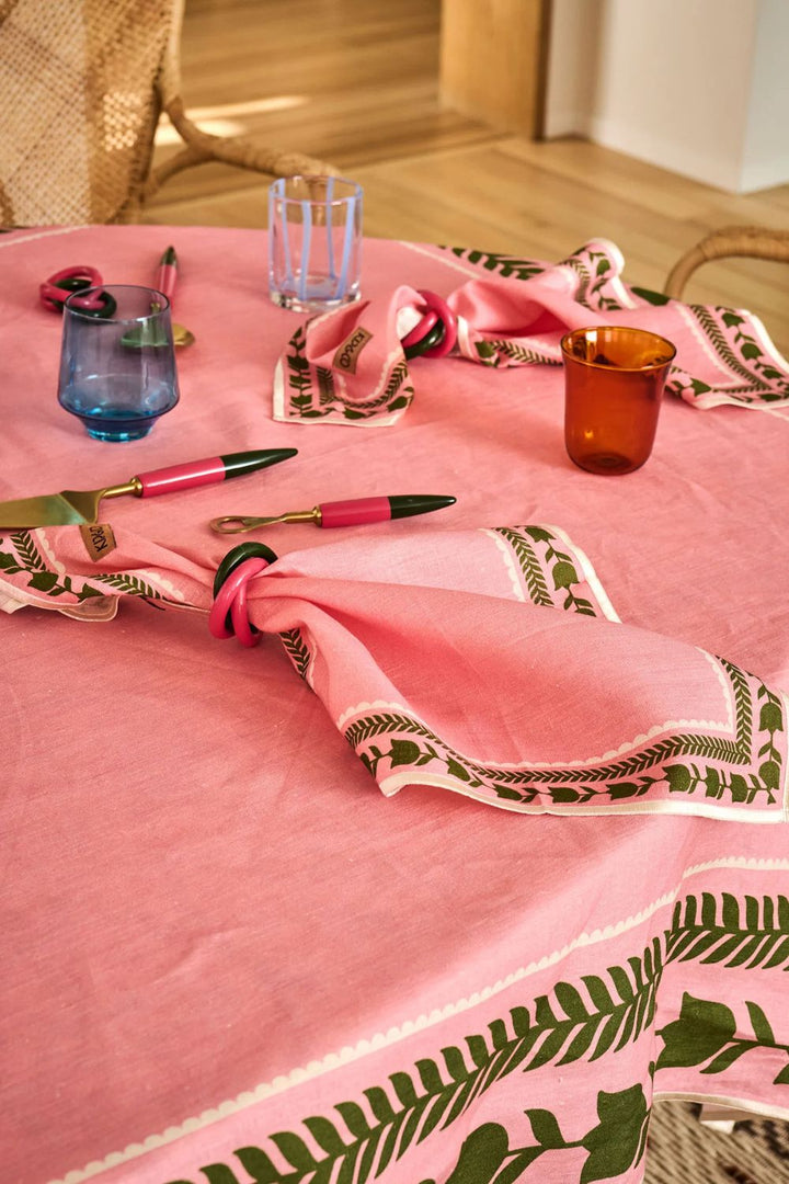 FLOWER CHAIN EMBROIDERED TABLECLOTH
