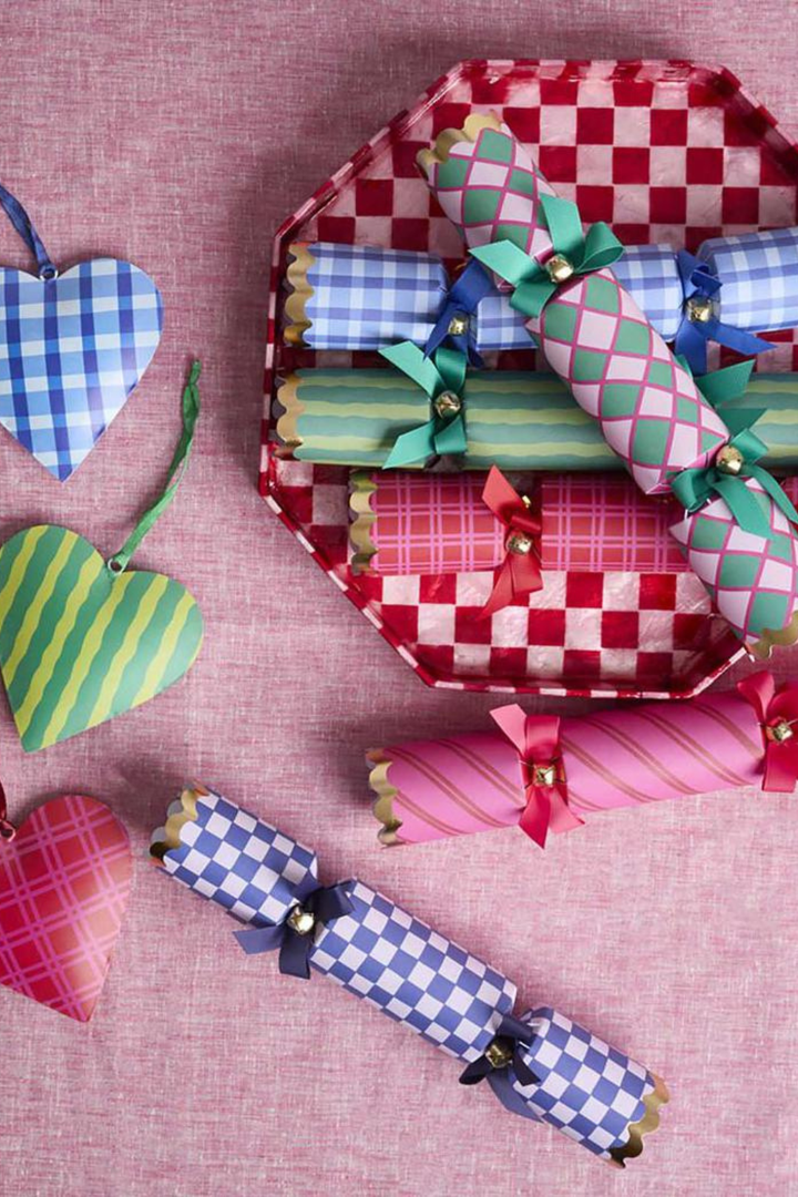 Joy Hand Painted Heart Tree Decoration Pink & Green