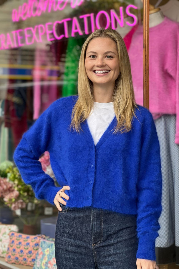 COBALT BLUE CROPPED CARDIGAN