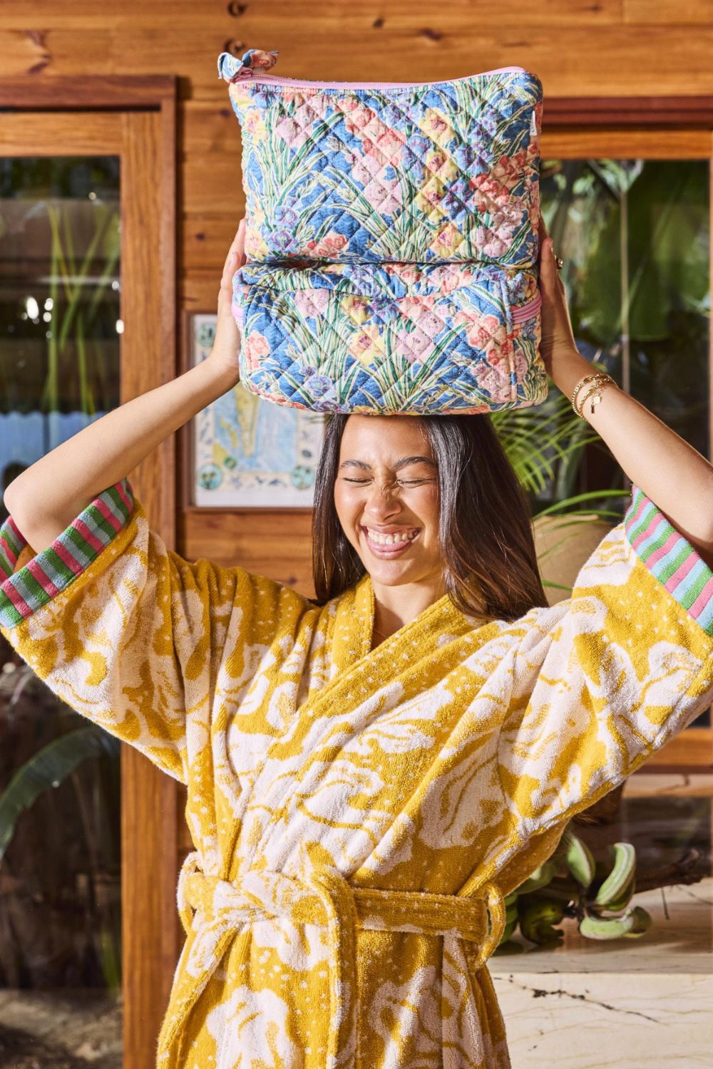 Kip&Co x Anna Spiro Gladiolus Quilted Cotton Toiletry Purse One Size