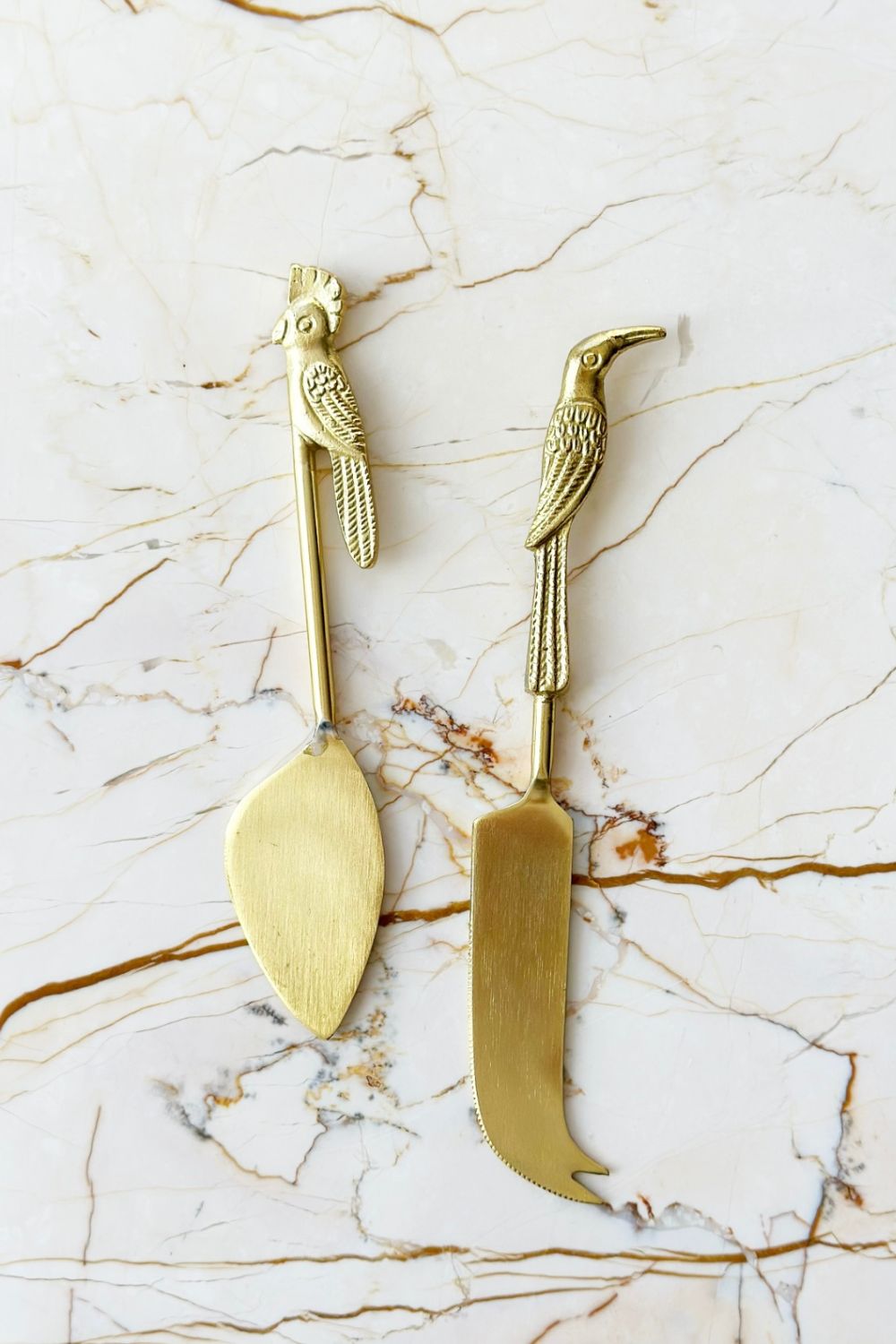 Parrot Brass Cheese Knives