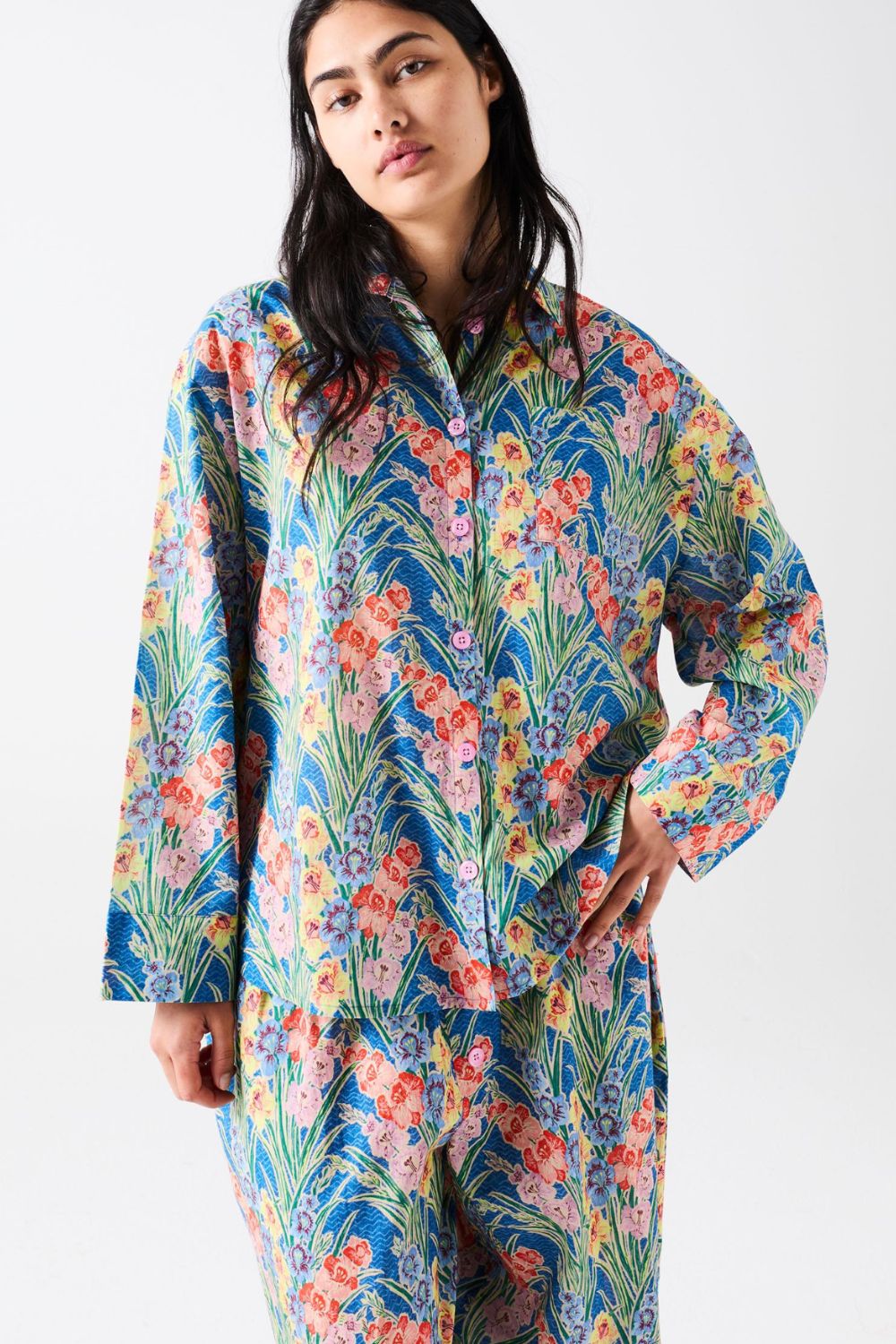 Kip&Co x Anna Spiro Gladiolus Adult Organic Cotton Long Sleeve Shirt & Pant Pyjama Set