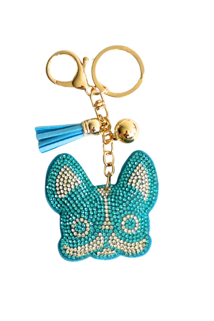 Bedazzled Sparkle Pug Keyring-Blue