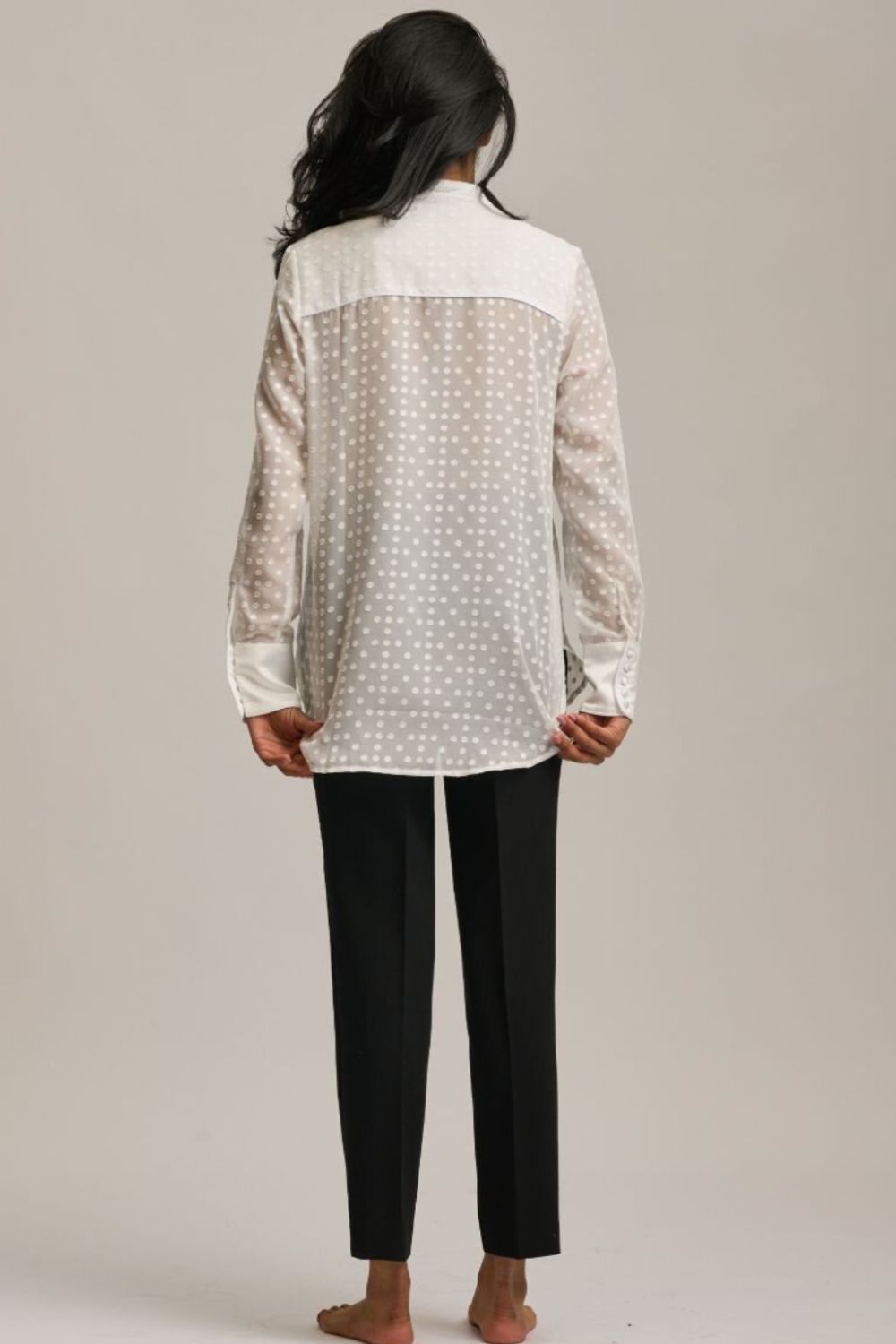 The Elle Dinner Shirt Dot - White