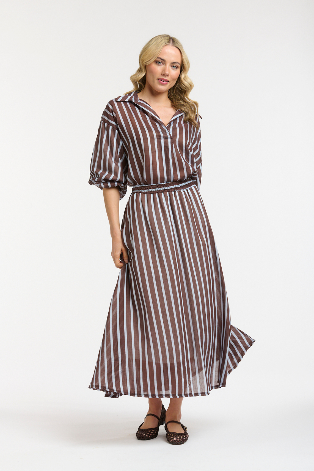 STRIPED SKIRT BLUE/CHOCOLATE