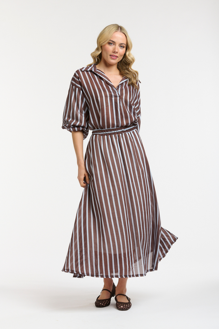 STRIPED SKIRT BLUE/CHOCOLATE