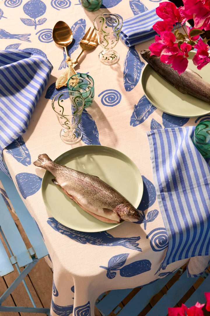 Sardines Blue Tablecloth - Size: Medium 250cm x 170cm