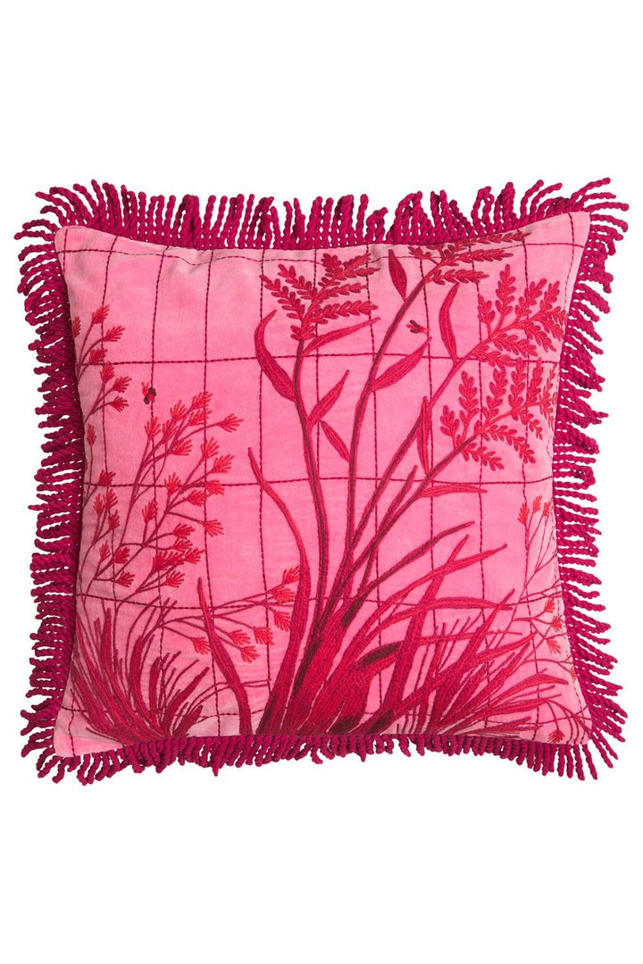Adelyn Embroidered Cushion - Cosmo Pink