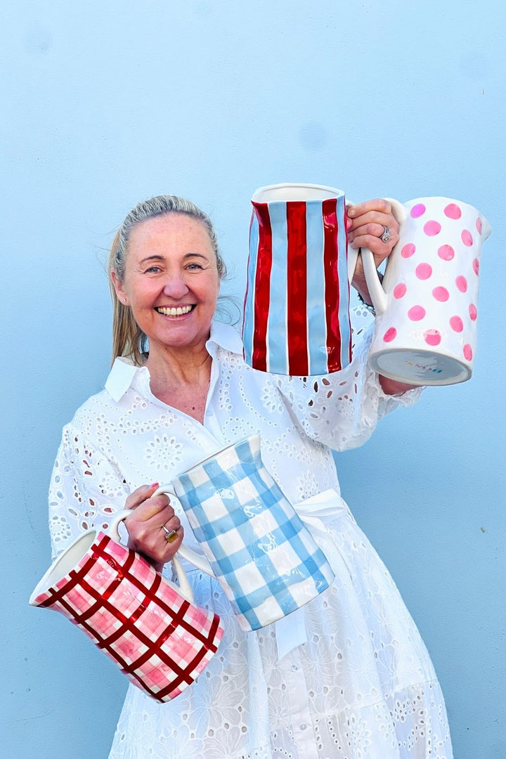 Ceramic Medium Jug | Cornflower Blue Gingham