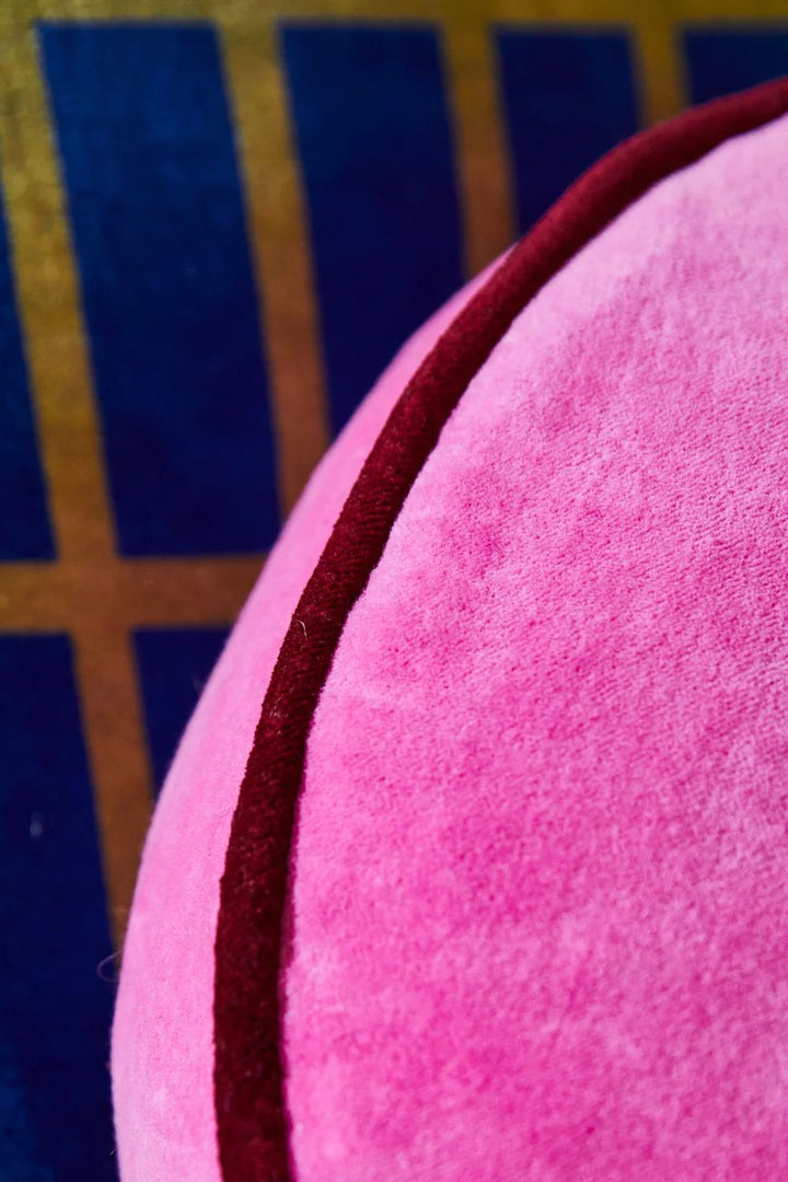 Castilo Round Velvet Cushion - Fuchsia