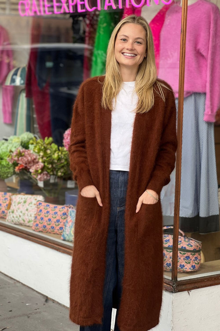 CHOCOLATE  LONG CARDIGAN