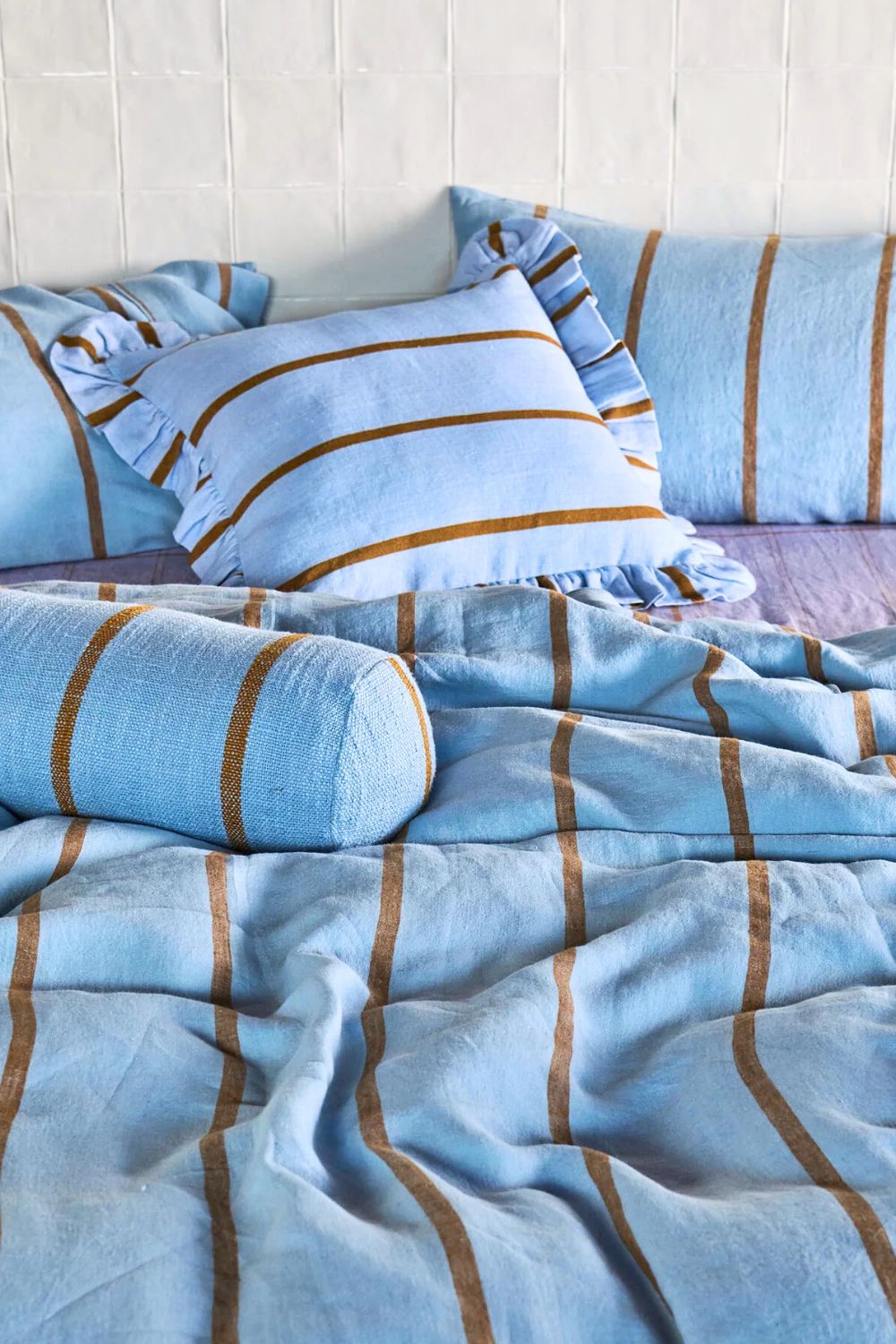 Como Stripe Linen Quilt Cover