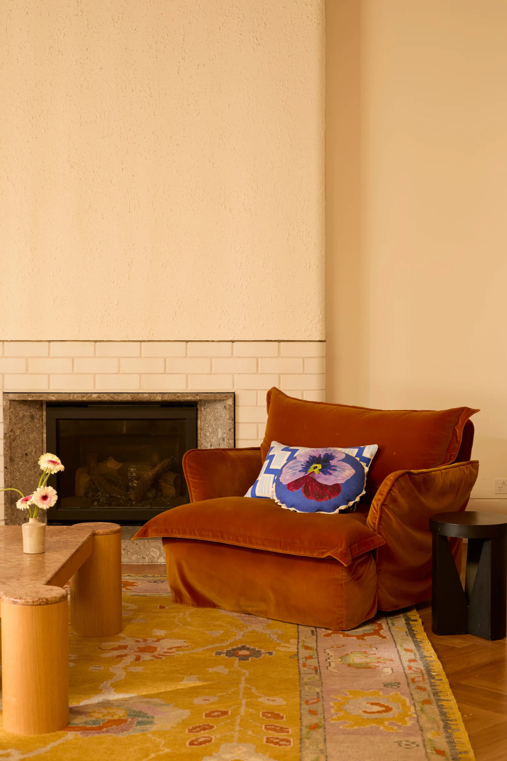 Pansy Klein Blue Linen Cushion