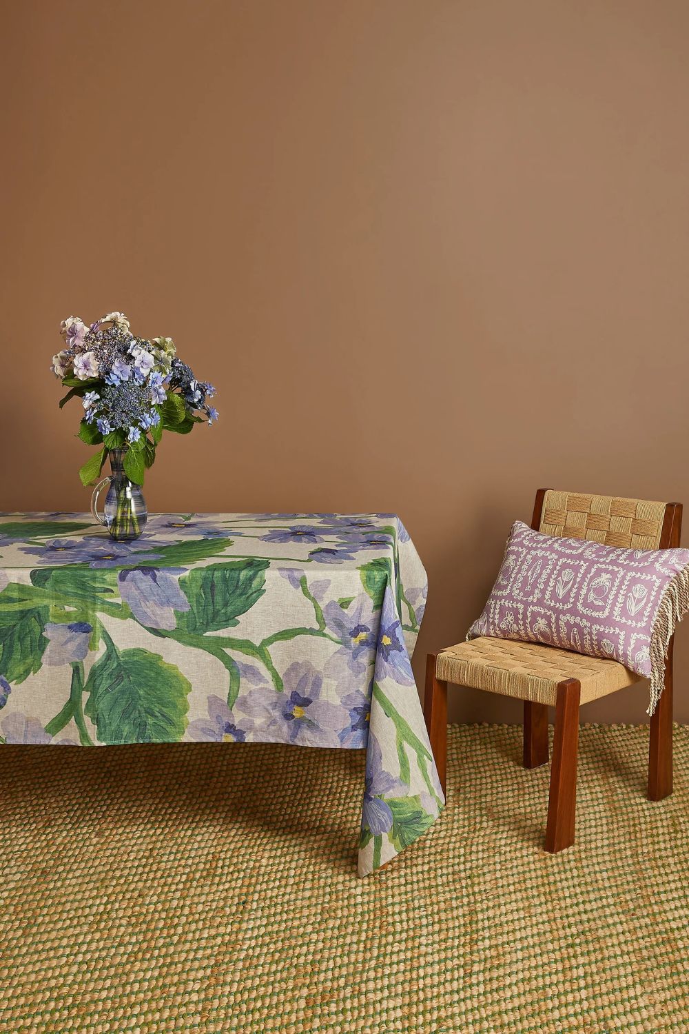 Lilas Blue Linen Tablecloth